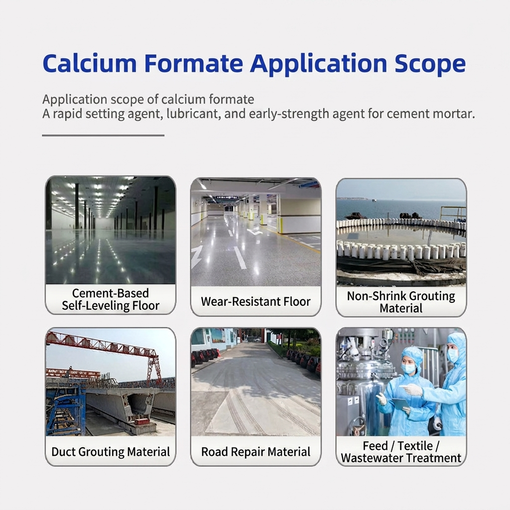 Calcium formate early strength agent, feed grade, industrial grade, cement mortar additive, concrete fast setting, high yield, and competitive price. - Image 2