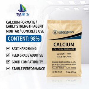 Calcium formate early strength agent, feed grade, industrial grade, cement mortar additive, concrete fast setting, high yield, and competitive price.