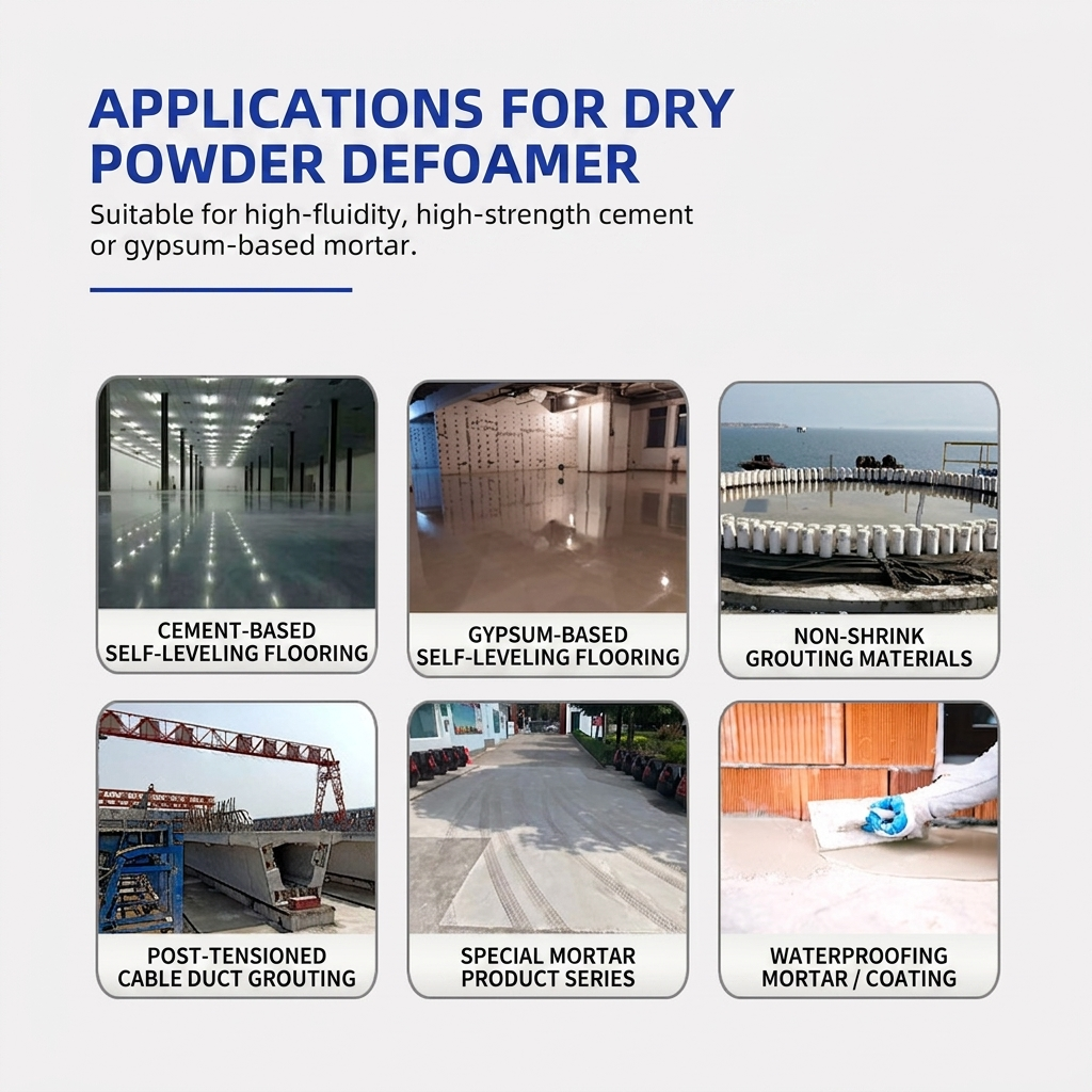 Powdered defoamer, cement mortar admixture, grouting material for precast components, self-leveling compound. - Image 5